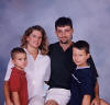 family portrait on a blue canvas background